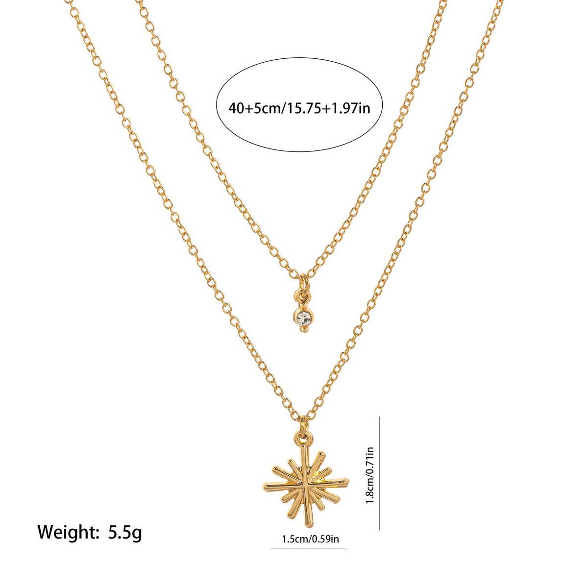 DOUBLE STAR ZIRCONIA STACKING NECKLACE_CWMM5551