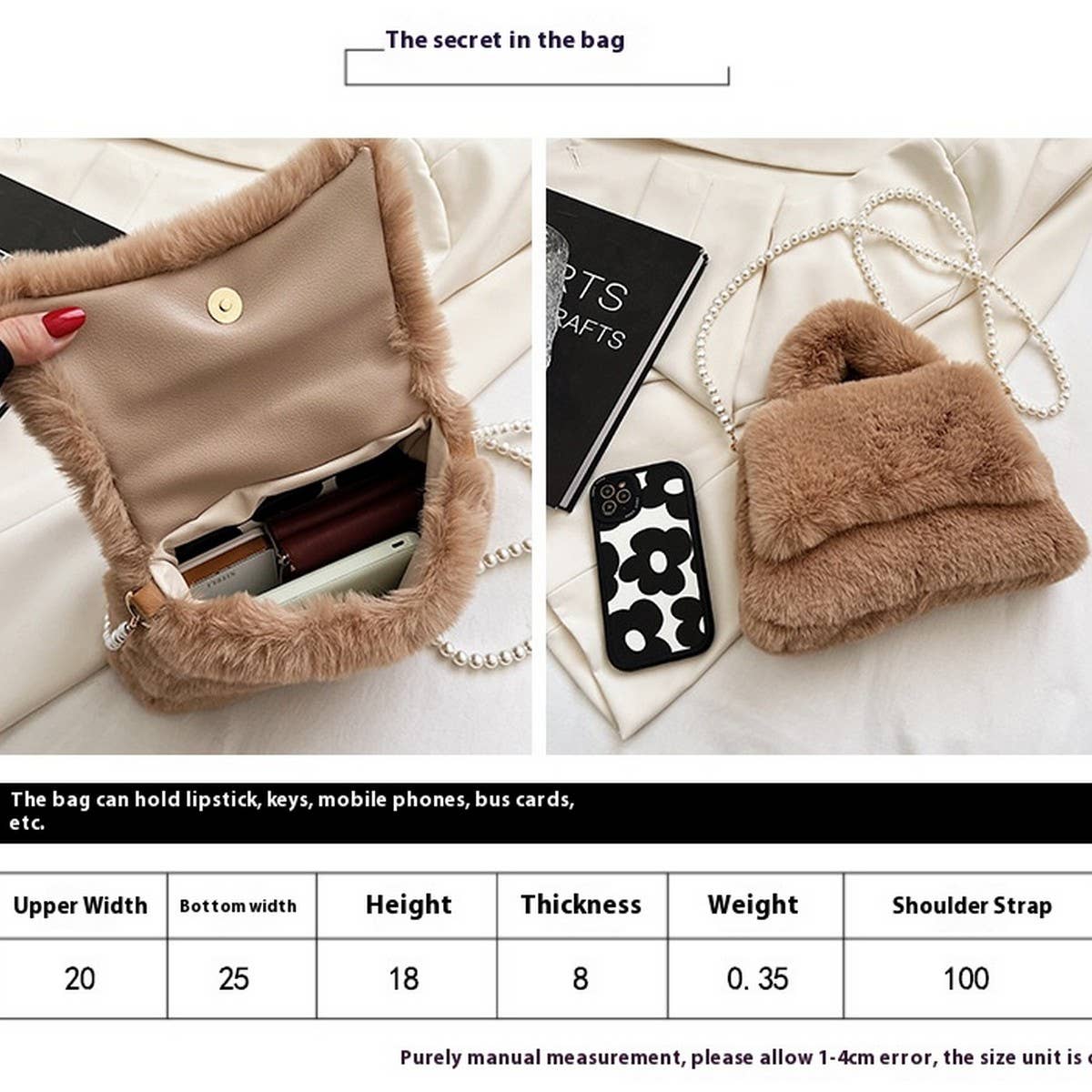 Womens Fluffy Fur Pearl Shoulder Bag_Cuab00594