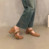 RED BLOCK HEEL SQUARE TOE MARY JANE SHOES_CWSHF0110