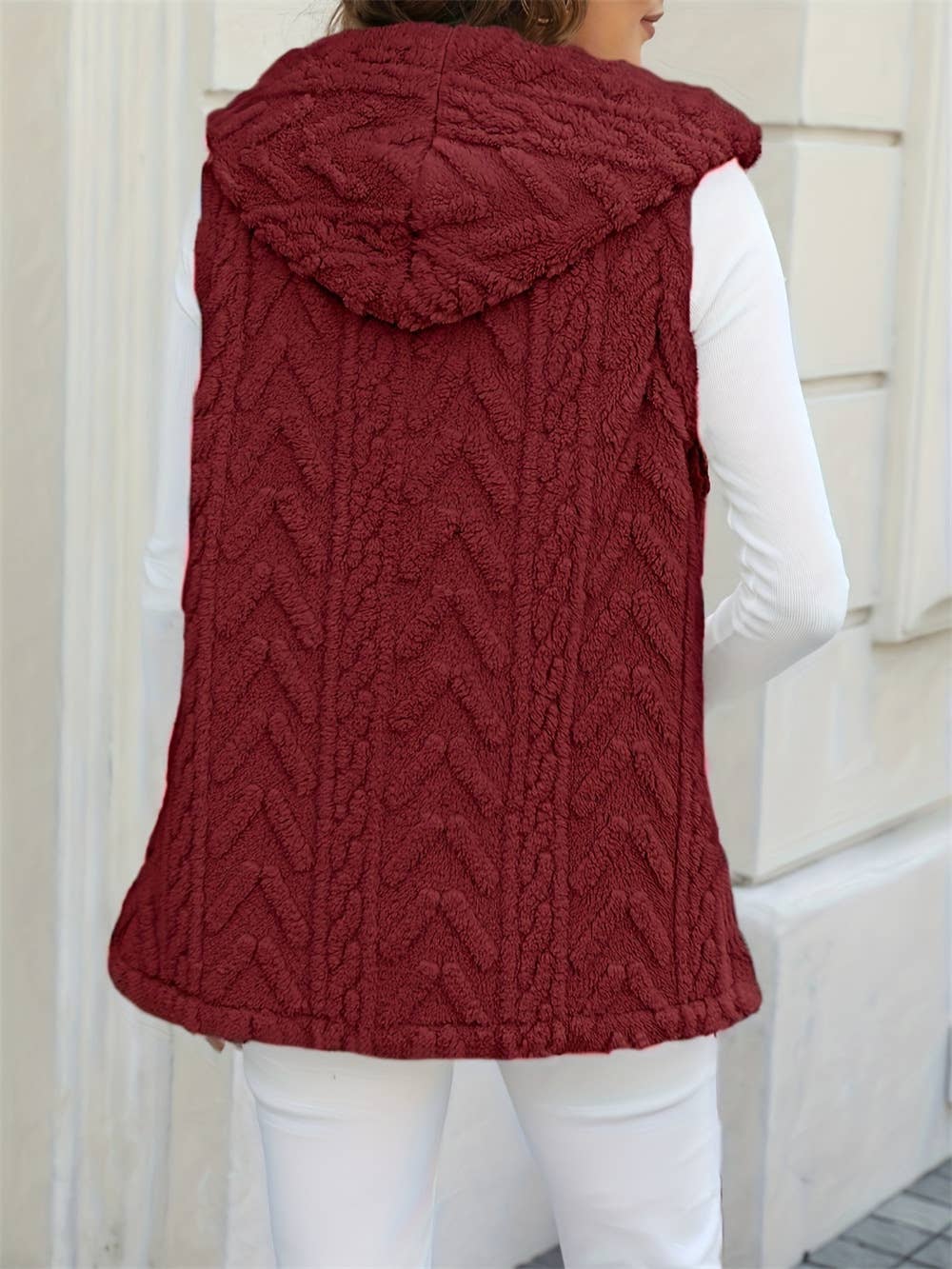 Warm Stylish Plush Hooded Cardigan Vest