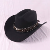Wide Brim Felt Cowboy Hat With Bull Metal Decor_Cwah3664