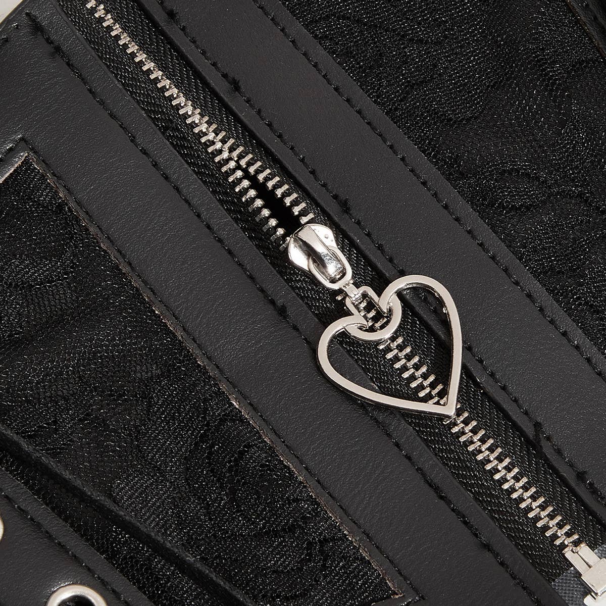 Women Heart-Shaped Zipper Elastic Waistband_Cwabe0306