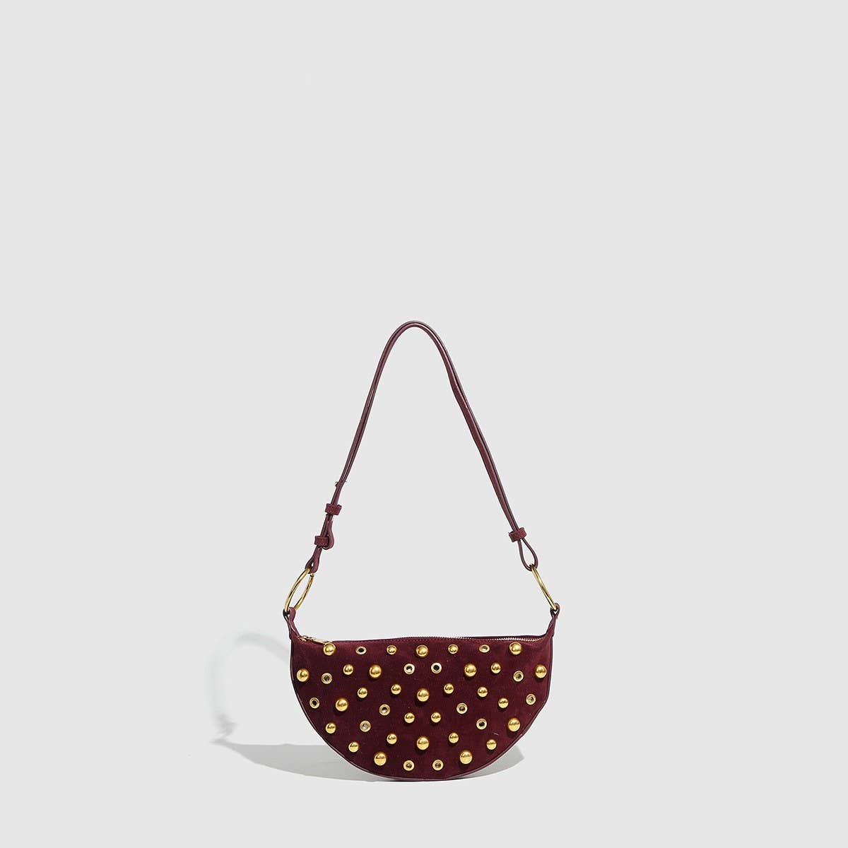 Studded Polka Dot Punk Shoulder Bag For Women_Cuab00617