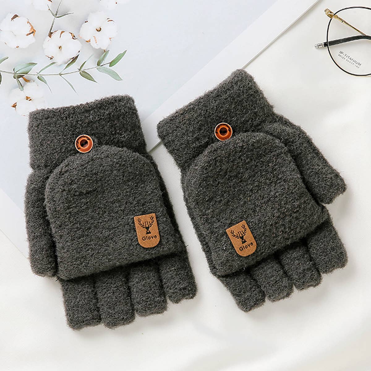 MEN S WINTER FLIP MITTENS KNIT HALF FULL FINGER_CWAG0524