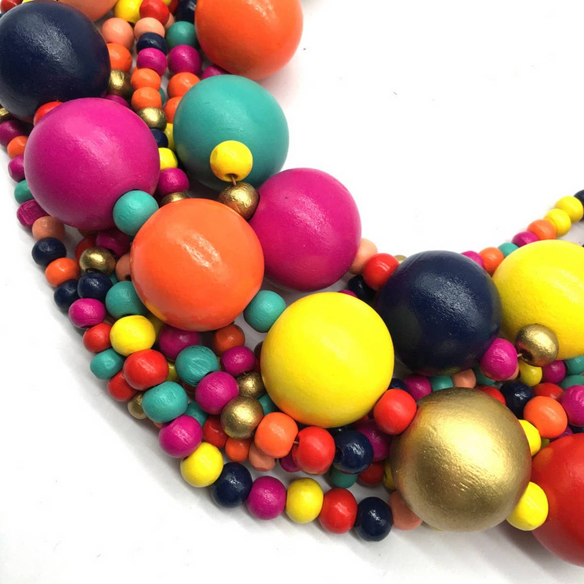 Wooden Beads Multi-Layered Colorful Necklace_Cwmm4980