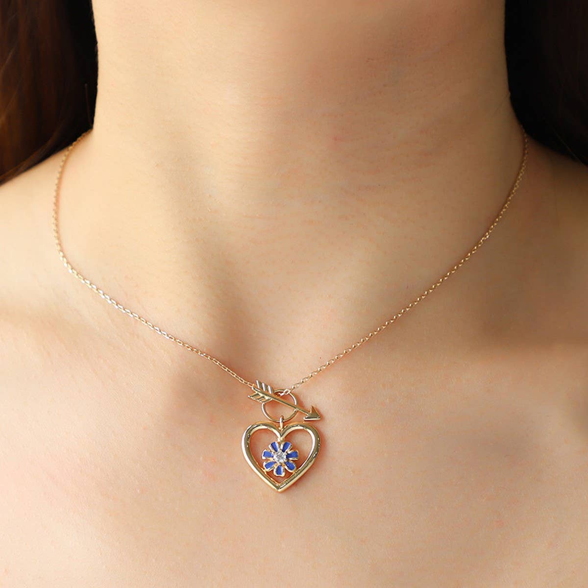 NEW ANGEL SWORD LOVE FLOWER NECKLACE FOR WOMEN_CWAJE2953