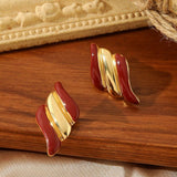 COLORFUL OIL DROP ANGEL WINGS TEXTURE EARRINGS_CWMM3659