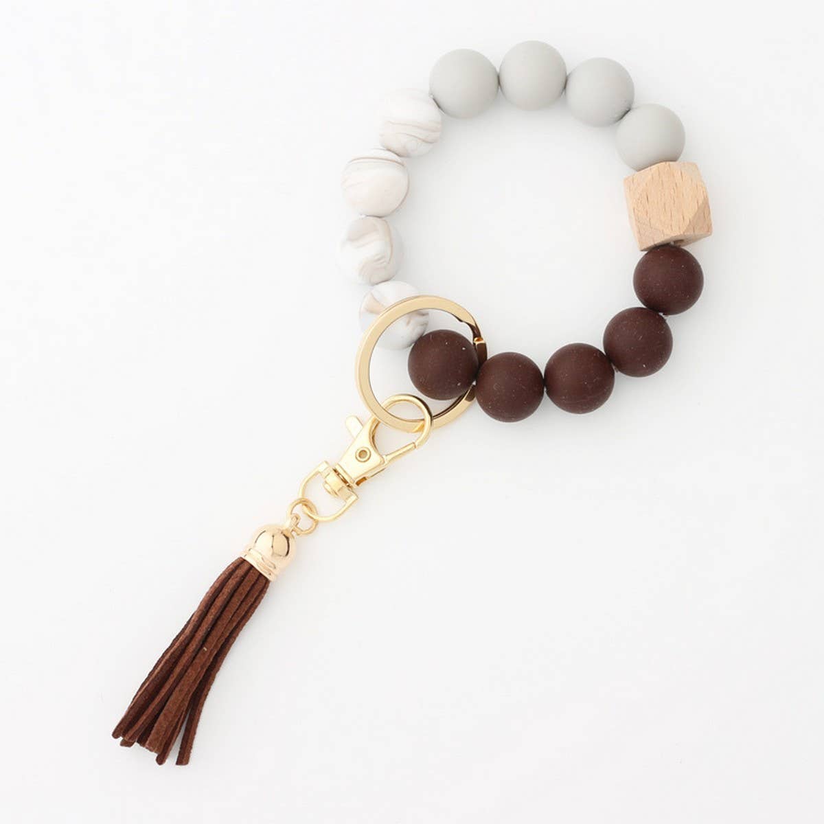 TASSEL BEAD KEYCHAIN BRACELET WITH SILICONE BEADS_CWMM7020