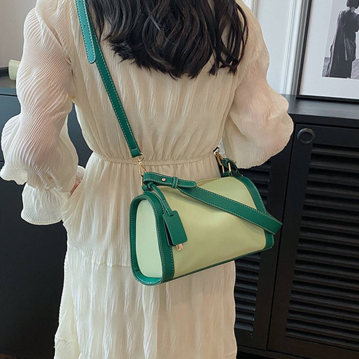 Women Contrast Armpit Shoulder Bag_Cwab1587