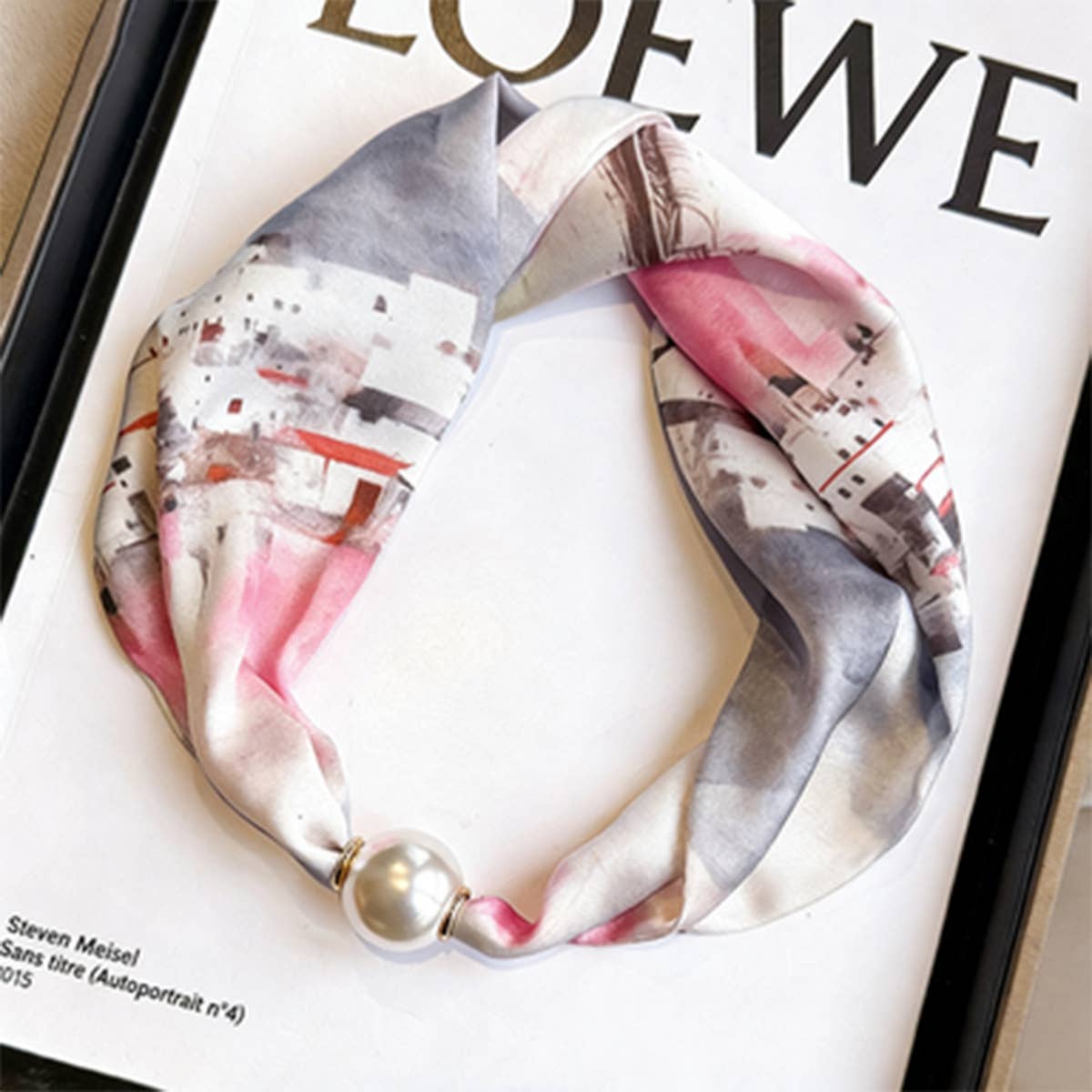 Pearl Magnetic Skinny Silk Neck Scarf_Cwasc03938