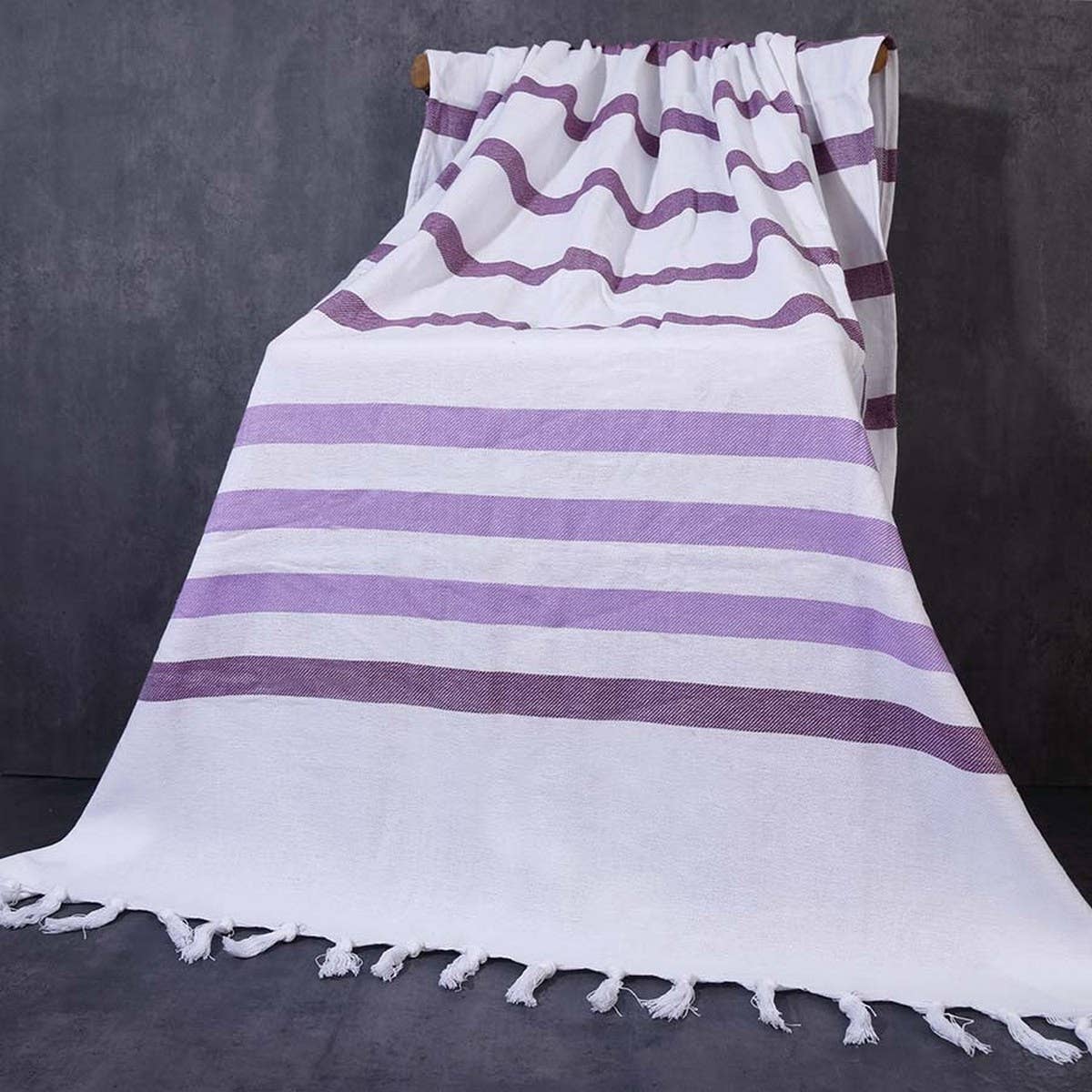 STRIPED TASSEL TOWEL SHAWL TURKISH BEACH WRAP_CWMM7668