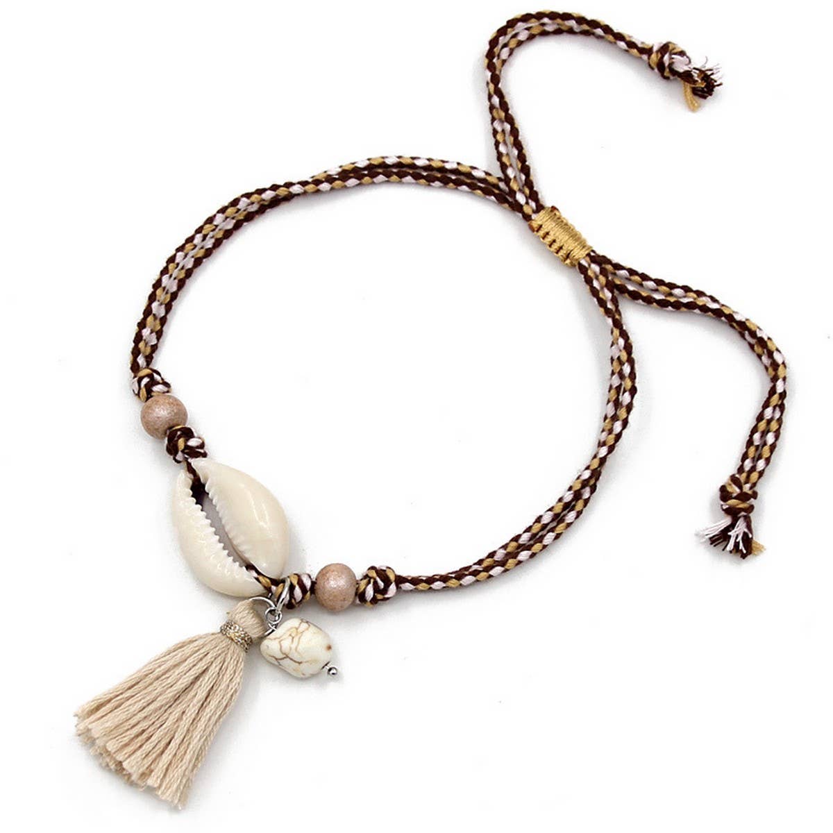 BEACH ACCESSORIES SHELL TASSEL ADJUSTABLE BRACELET_CWMM3567