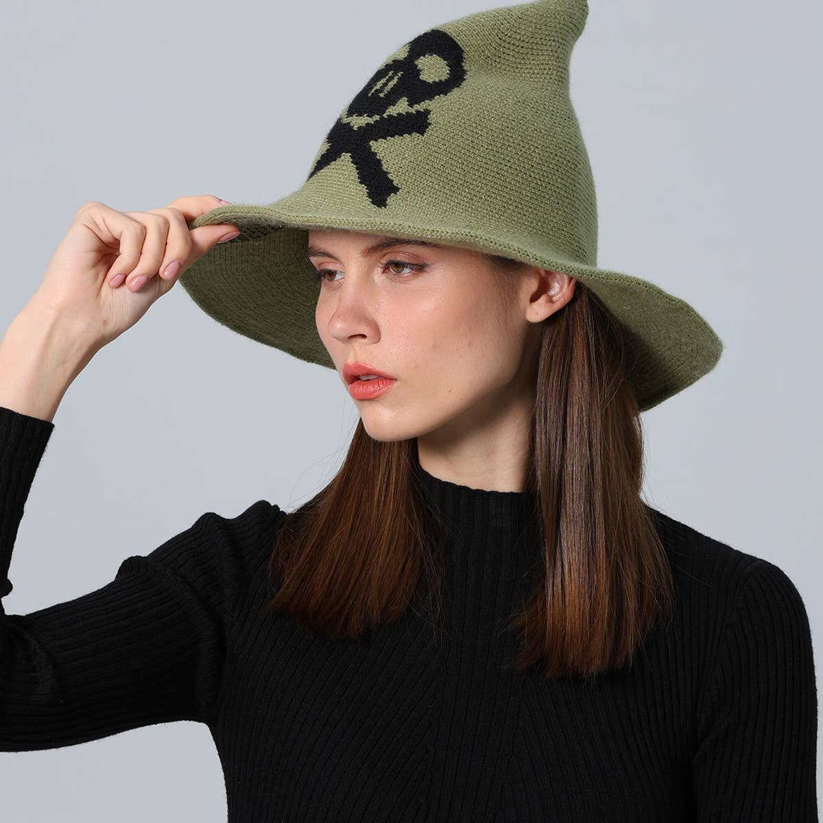 Cwah4090_New Skull Magic Props Halloween Wizard Hat