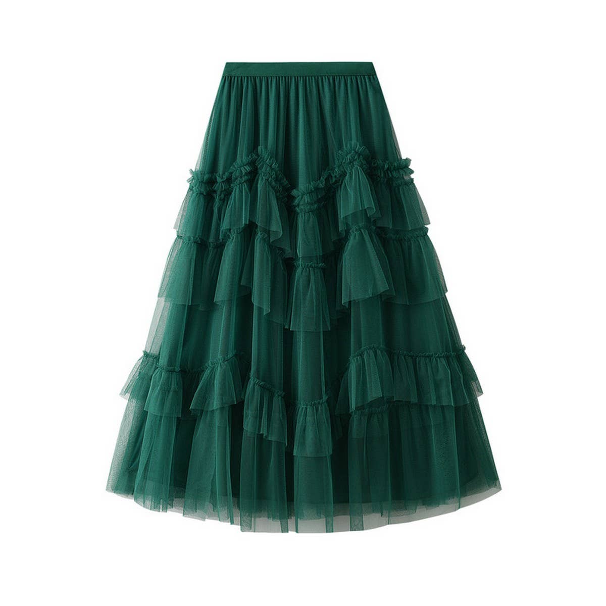 Tiered Tulle Patchwork Flared Maxi Skirt_Cwbms0388