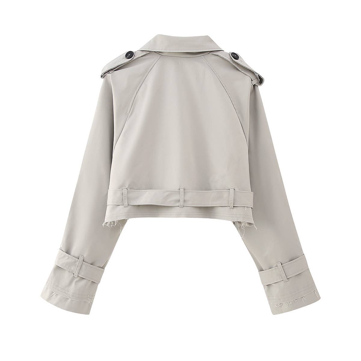 With Belt Long Sleeve Short Casual Trench Coat