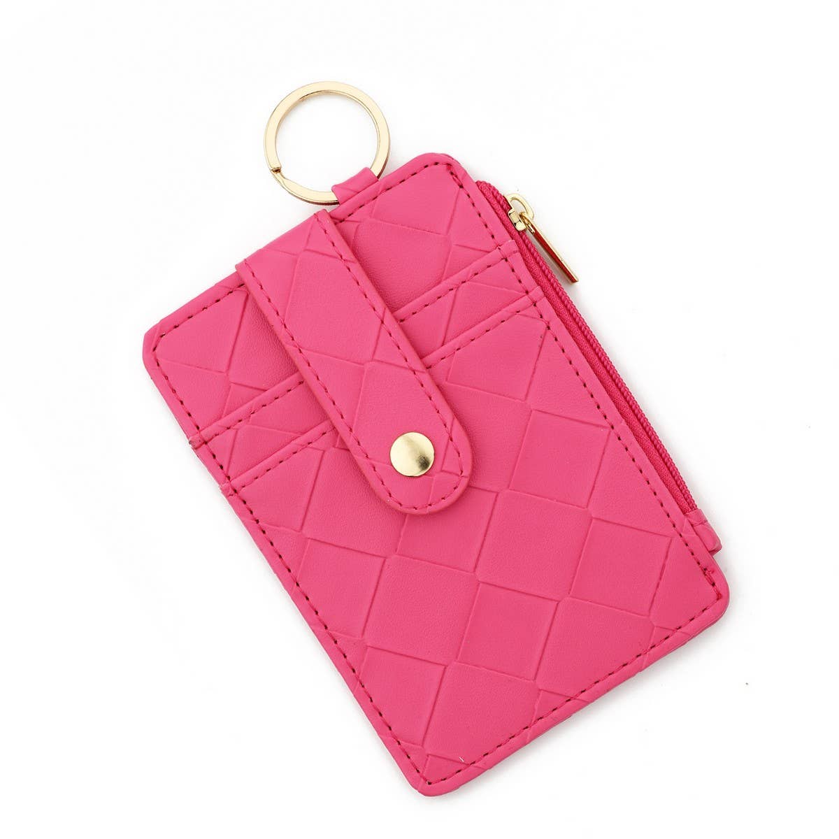 PLAID WOVEN CARD WALLET WITH ZIPPER CLOSURE_CWAB4946