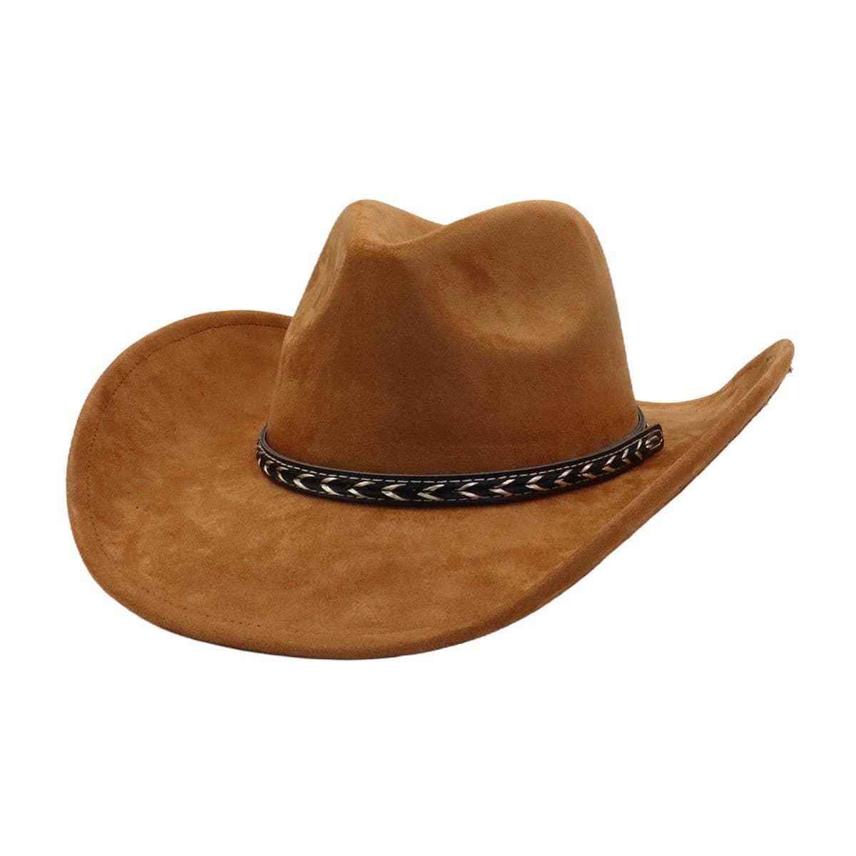 Unisex Western Suede Cowboy Fedorahat Ethnic Style_Cwah04398