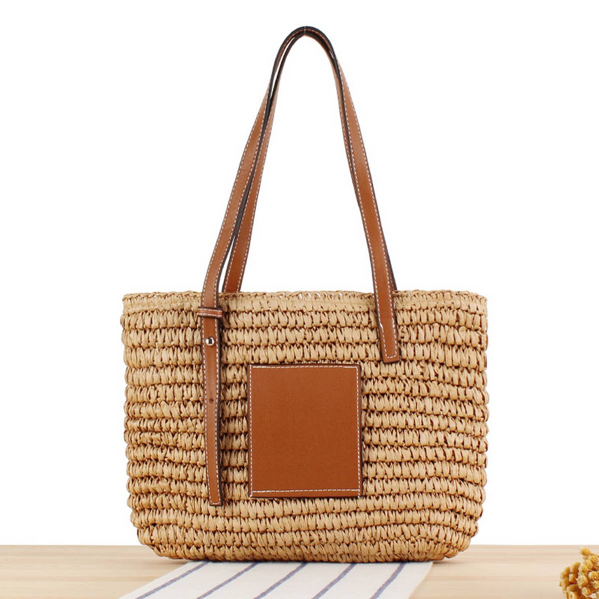 RETRO DAILY LARGE CAPACITY SHOULDER STRAW BAG_CWAB2032