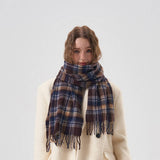 NORDIC PLAID WOOL SCARF WARM WINTER COUPLE WRAP_CWASC2357
