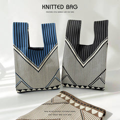 LARGE CAPACITY STRIPED KNIT SHOULDER TOTE BAG_CWAB1504