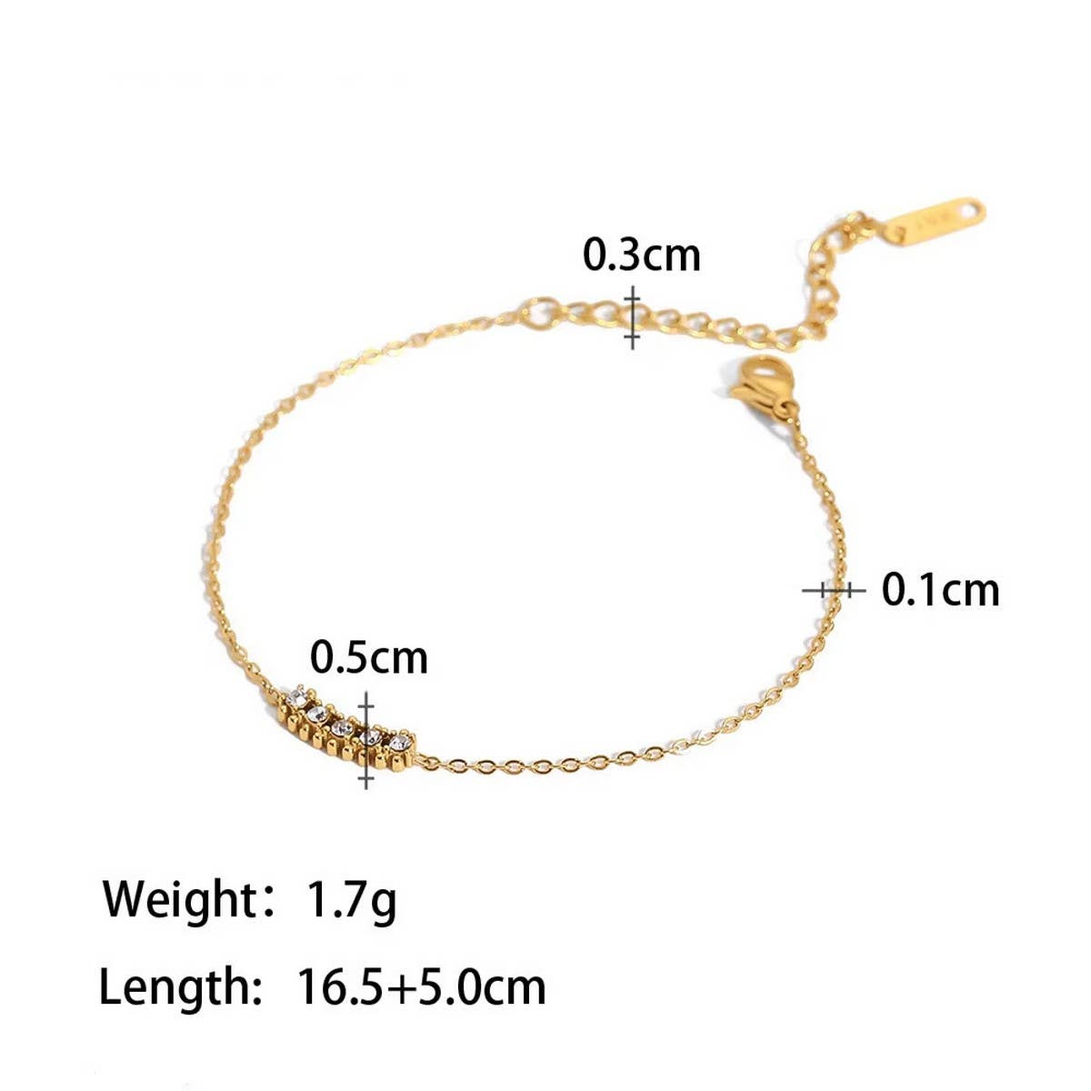 Zircon & Pearl Chain Bracelet In Stainle Steel_Cwaje4658