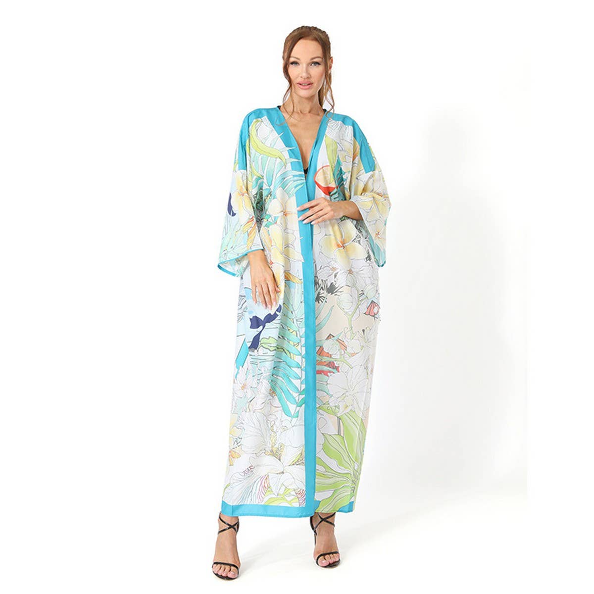 BOHO PRINT KIMONO BEACH COVER UP CARDIGAN_CWMM6309