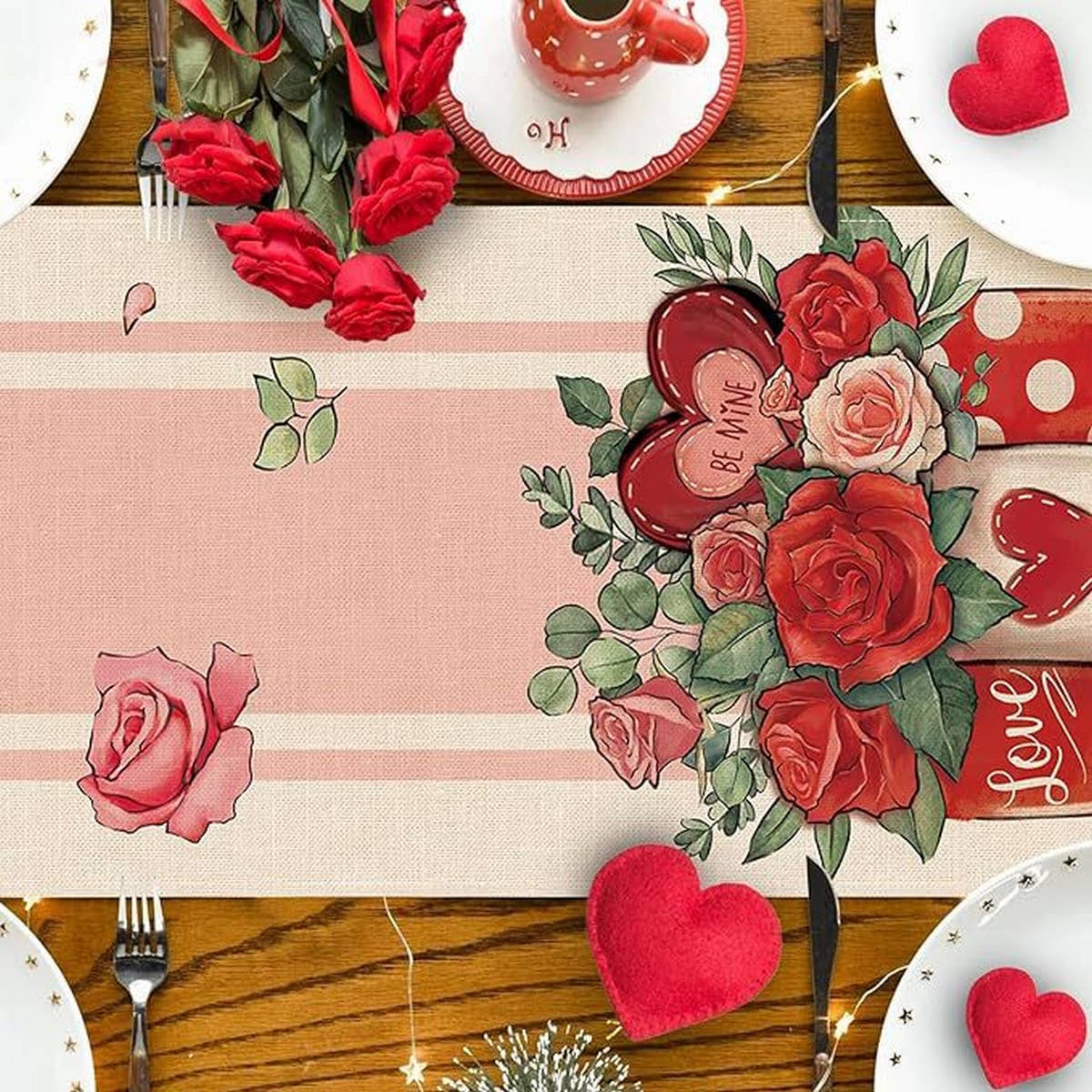 HOME DECOR VALENTINES DAY LOVE TABLE CLOTH_CWMM0779