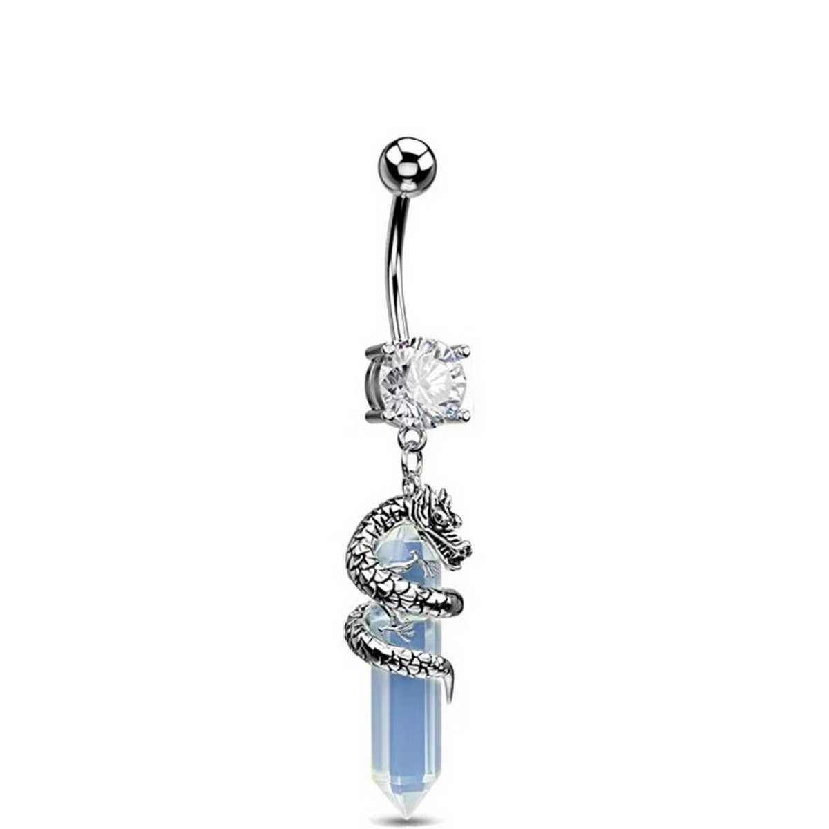 3D DRAGON CLAW NATURAL STONE BELLY BUTTON RING_CWMM9473
