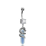 3D DRAGON CLAW NATURAL STONE BELLY BUTTON RING_CWMM9473