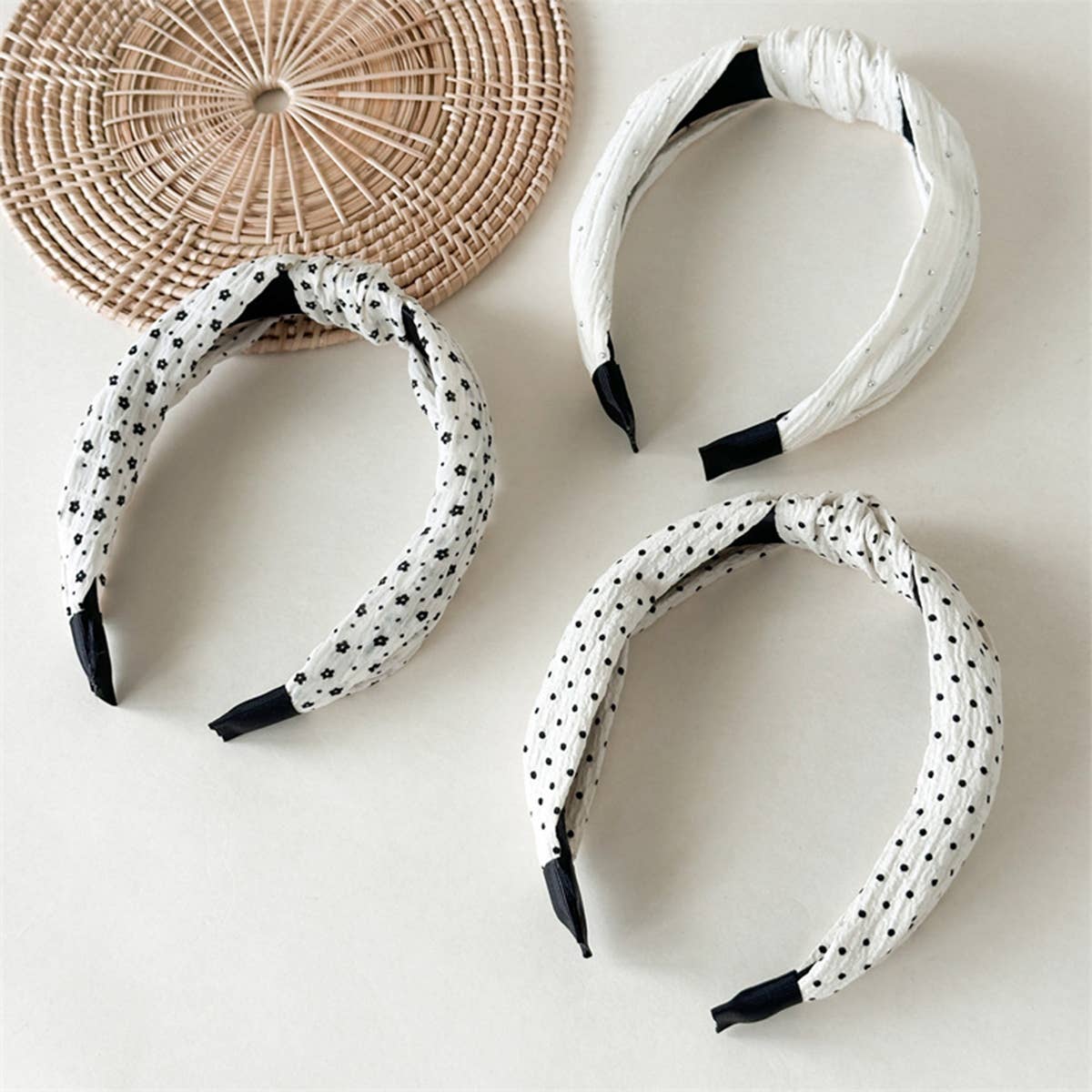 2025 New Black White Polka Dot Headband Chic_Cwaha07522