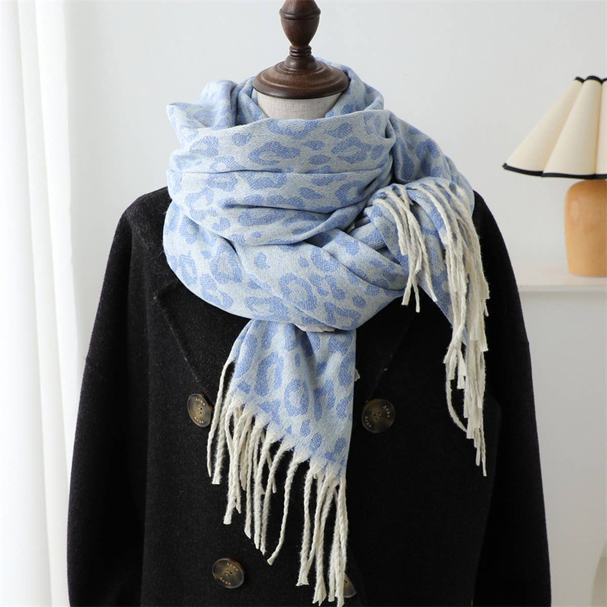 LEOPARD JACQUARD SCARF FAUX CASHMERE WINTER WRAP_CWASC0971