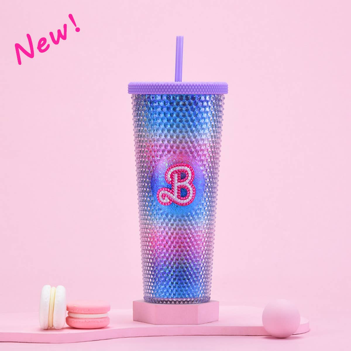 DOUBLE LAYER PORTABLE PLASTIC STRAW DIAMOND CUP_CWMM0978