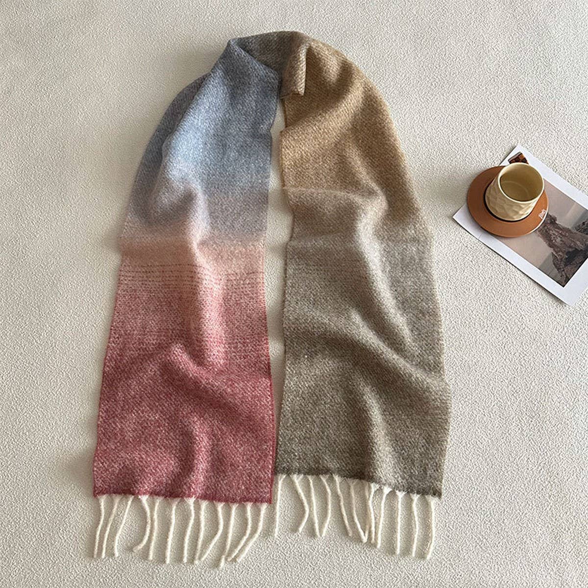 GRADIENT WOOL SCARF THICK SOFT WINTER WRAP_CWASC2362