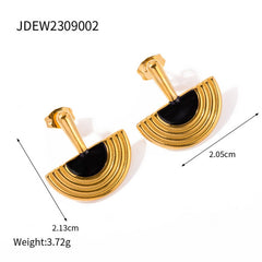 CLASSIC RETRO HALF DISC PATTERN EARRINGS_CWMM2349