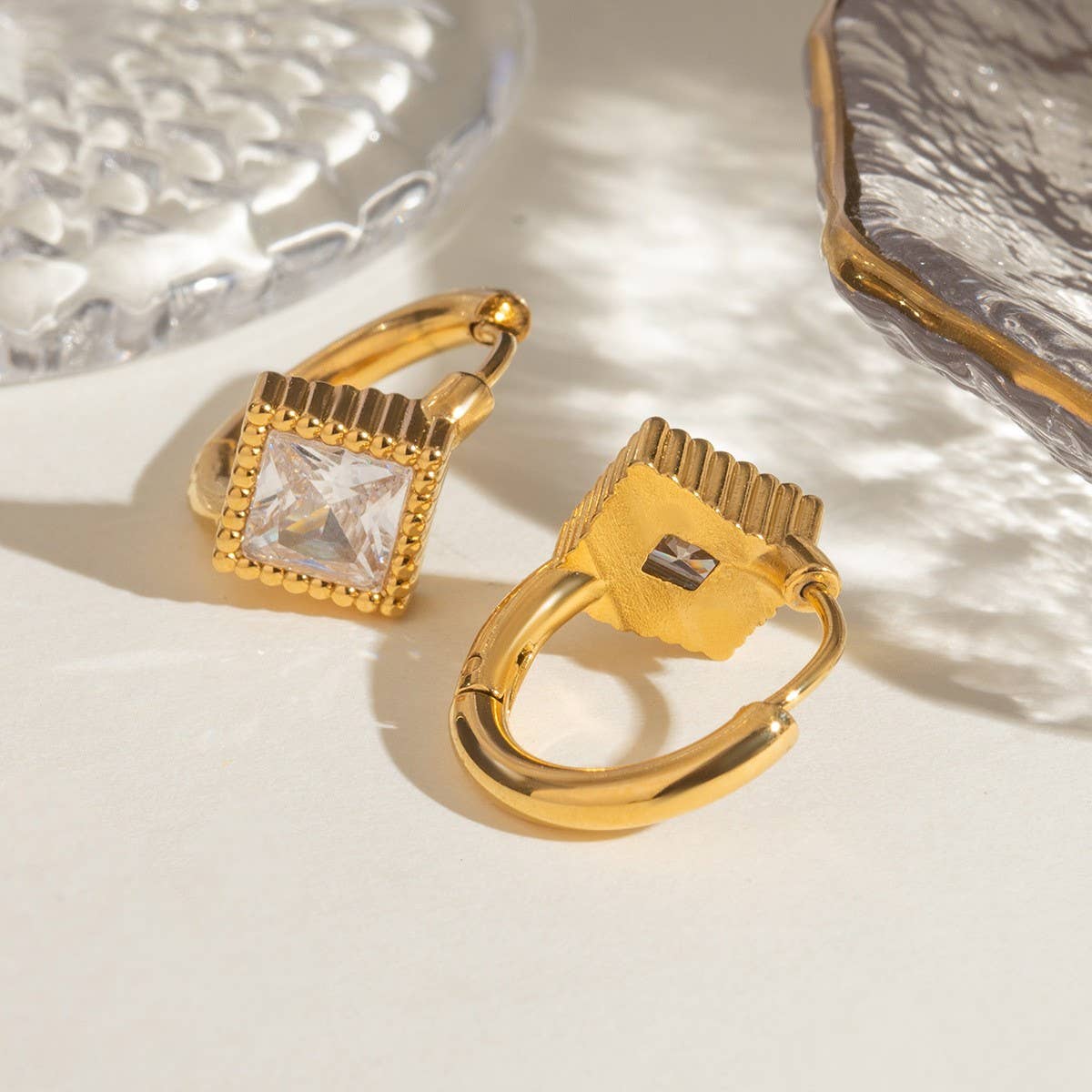 18K GOLD TITANIUM STEEL ZIRCON HIGH END EARRINGS_CWASC1677