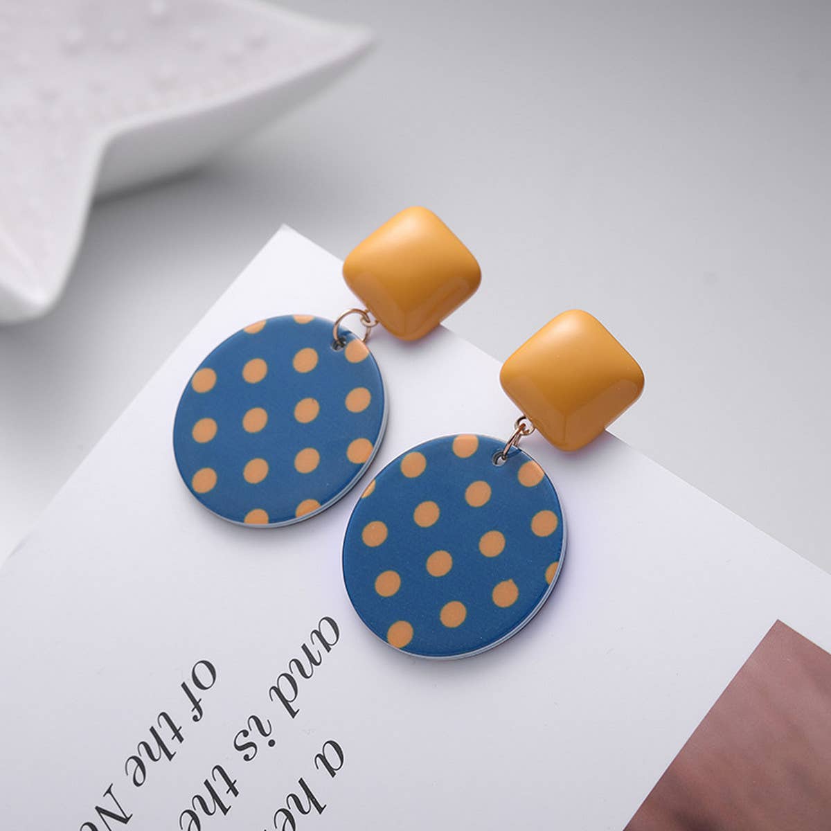 RETRO SMALL FRESH SQUARE POLKA DOT EARRINGS_CWAJE1636