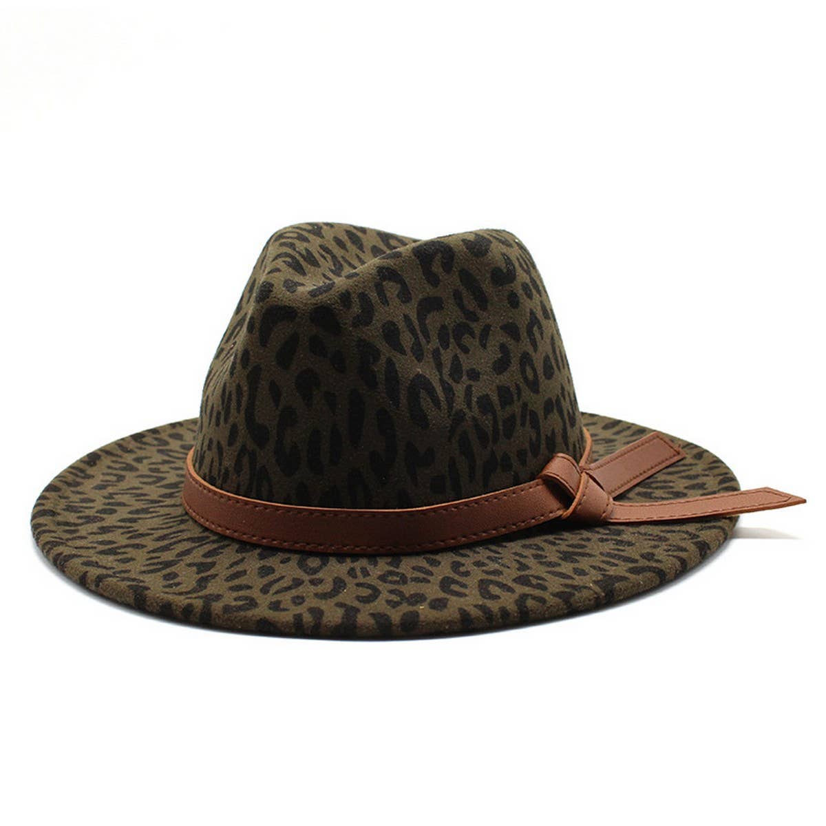LEOPARD PRINT JAZZ HAT WOOLEN HAT WIDE BRIM HAT_CWAH2544
