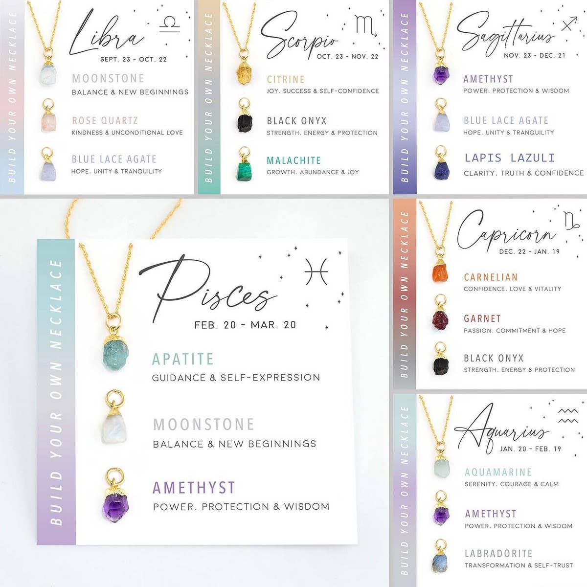 Twelve Constellations Natural Stone Necklace