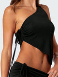 Womens Ins Street Style One-Shoulder Tank Top