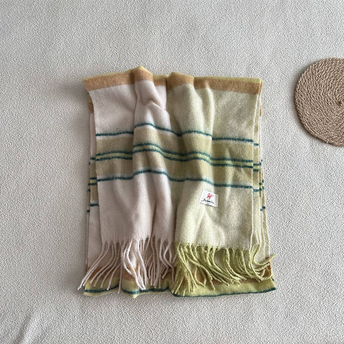 BLUE PLAID FAUX CASHMERE SCARF WINTER WARM_CWASC2337