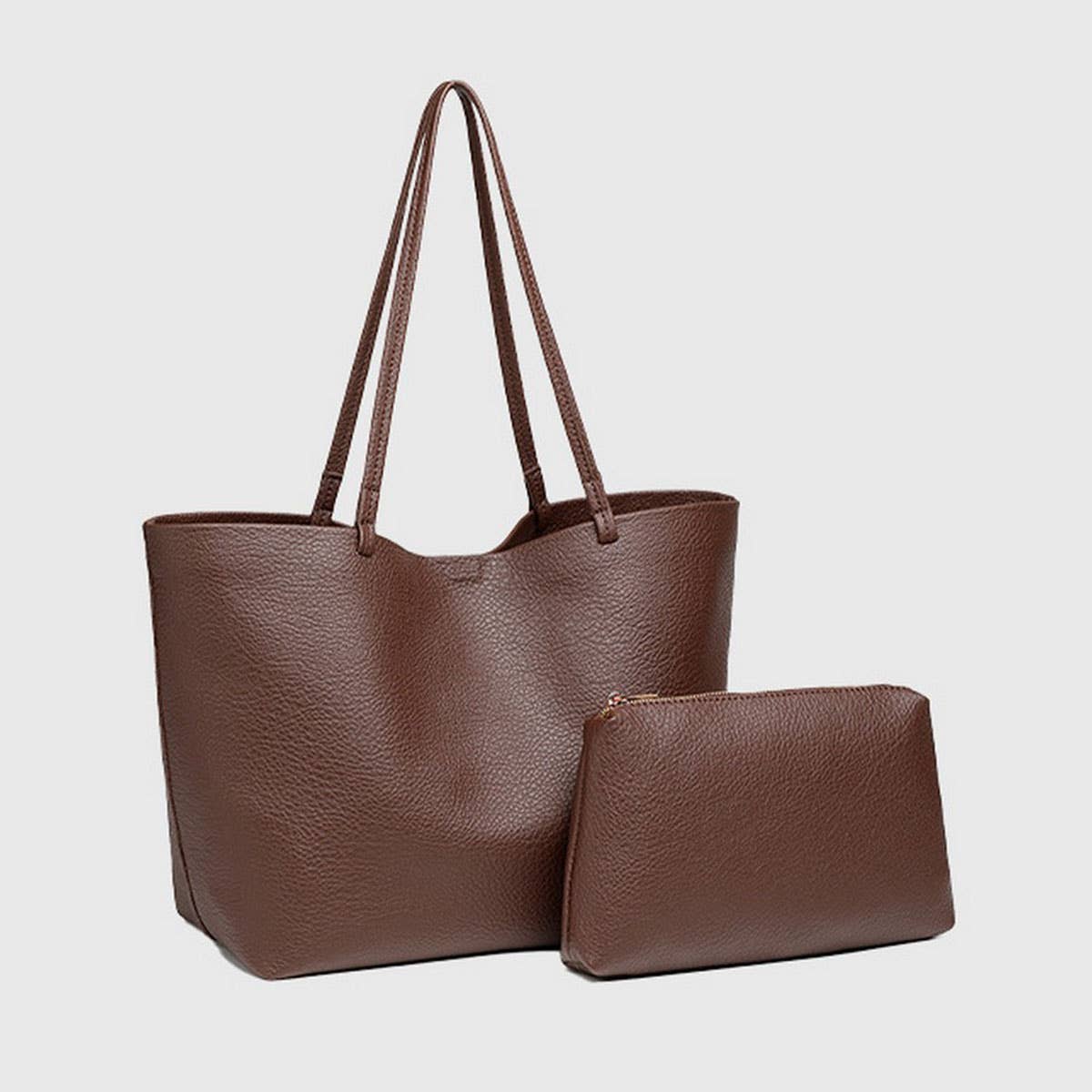 ELEGANT SOFT LEATHER SOLID COLOR TOTE SET BAG SSCWAB5112
