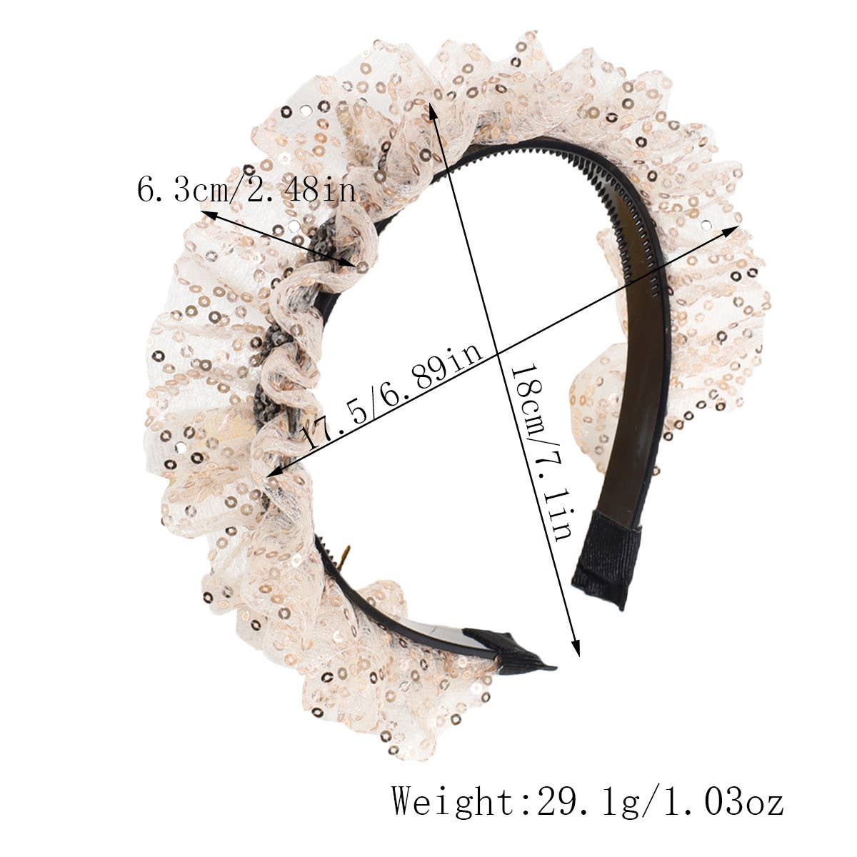 FASHIONABLE RUFFLE SEQUINED HEADBAND_CWAHA2314