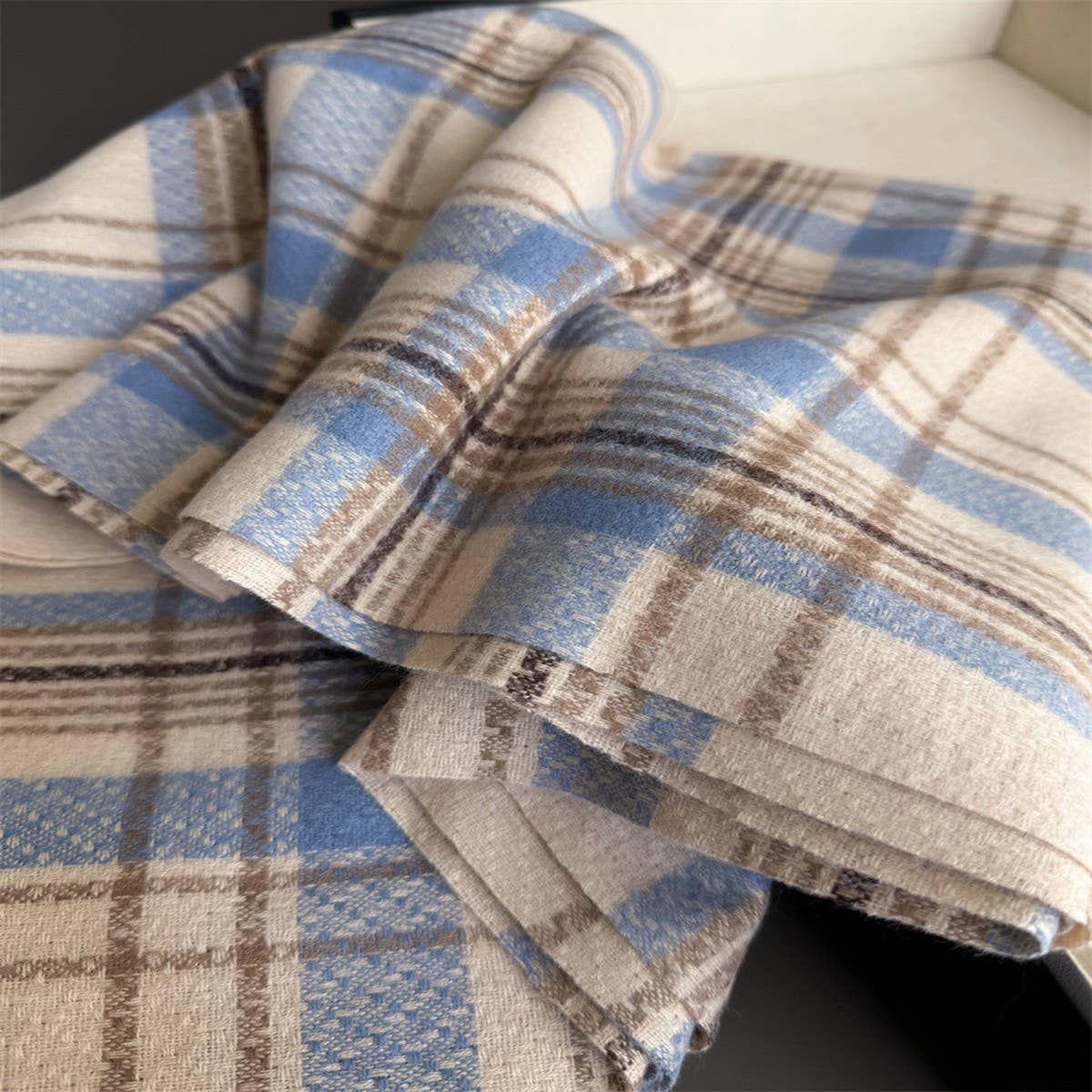 Vintage Plaid Winter Cashmere Feel Tassel Scarf_Cwasc03261