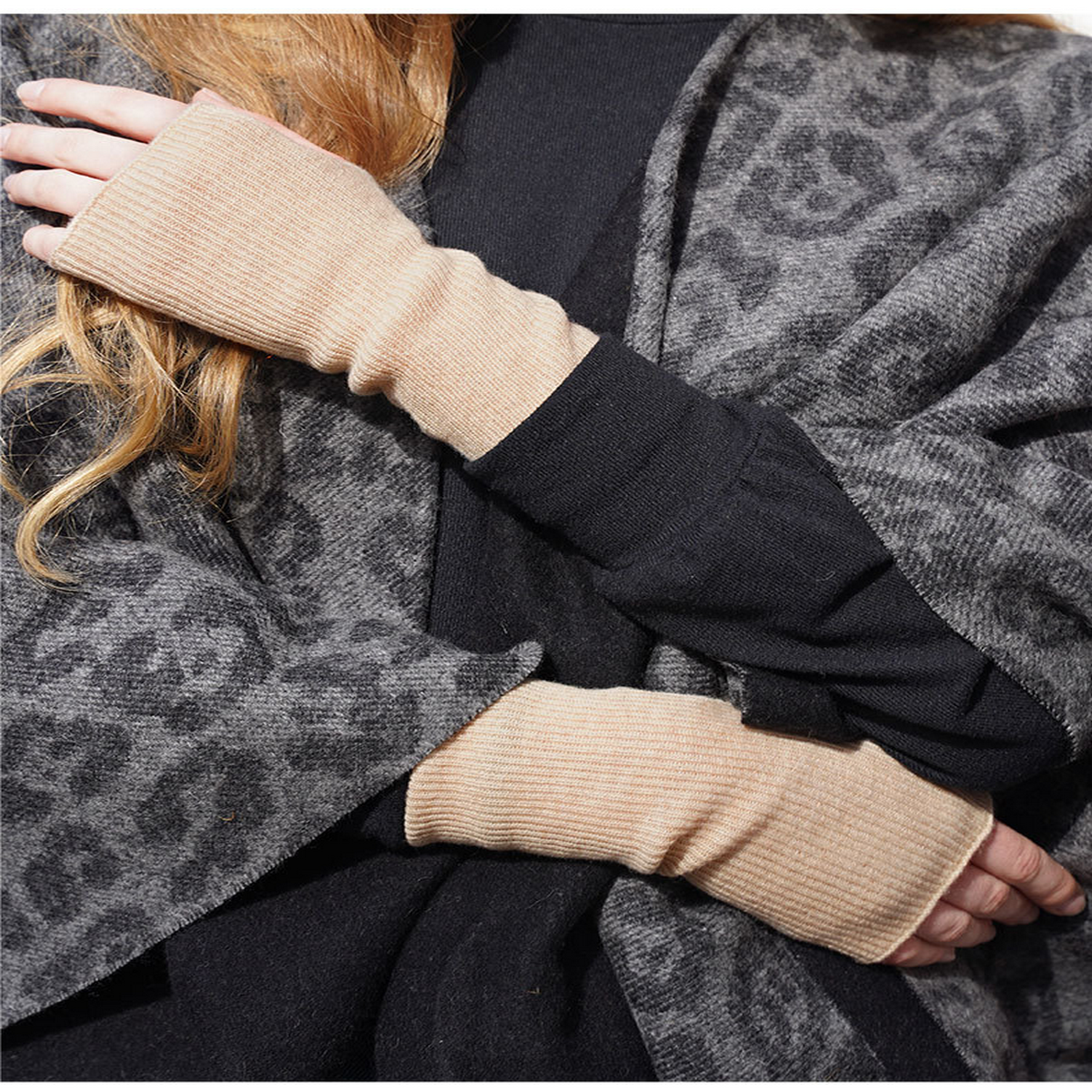 CASHMERE KNIT GLOVES HALF FINGER FOR STUDENTS_CWAG0528