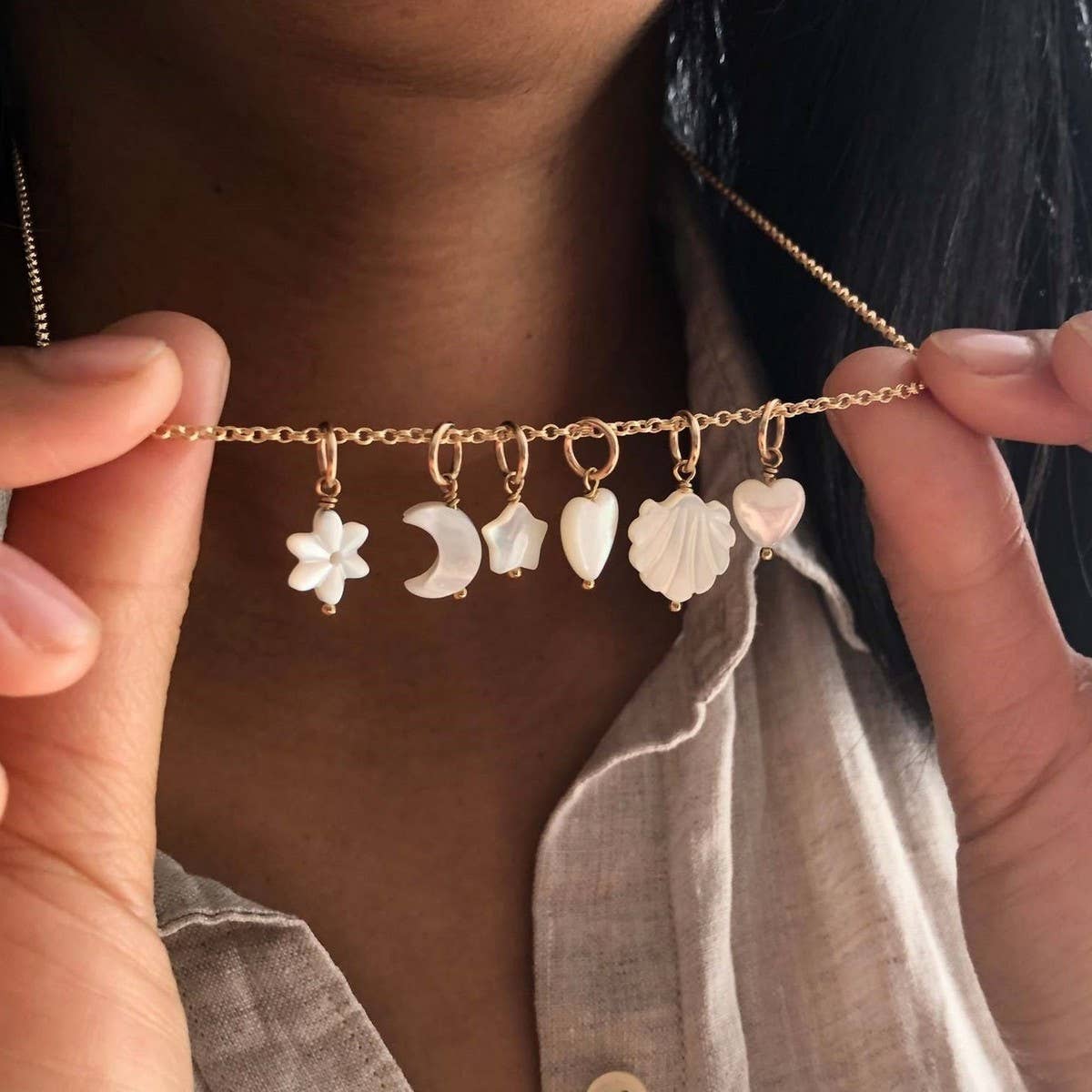 Vintage Mother Of Pearl Star Moon Shell Earrings