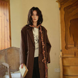 FLORAL KNIT SKINNY SCARF CROCHET NECK WRAP_CWASC2339