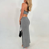 Striped Knit Sexy Two-Piece Vest Slim-Fit Suit