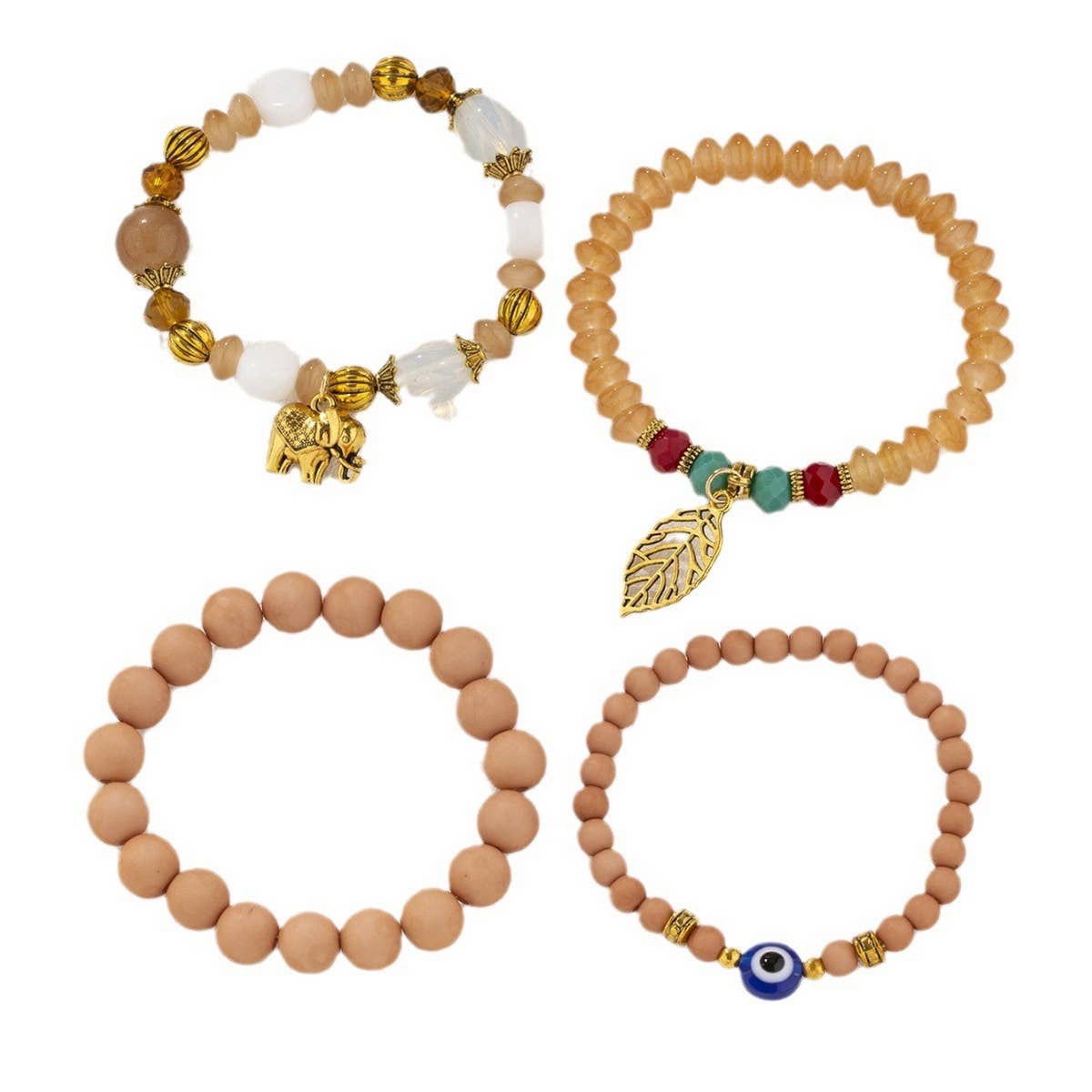 MULTI LAYERED ELEPHANT LEAF BEAD BRACELET_CWAHA2472