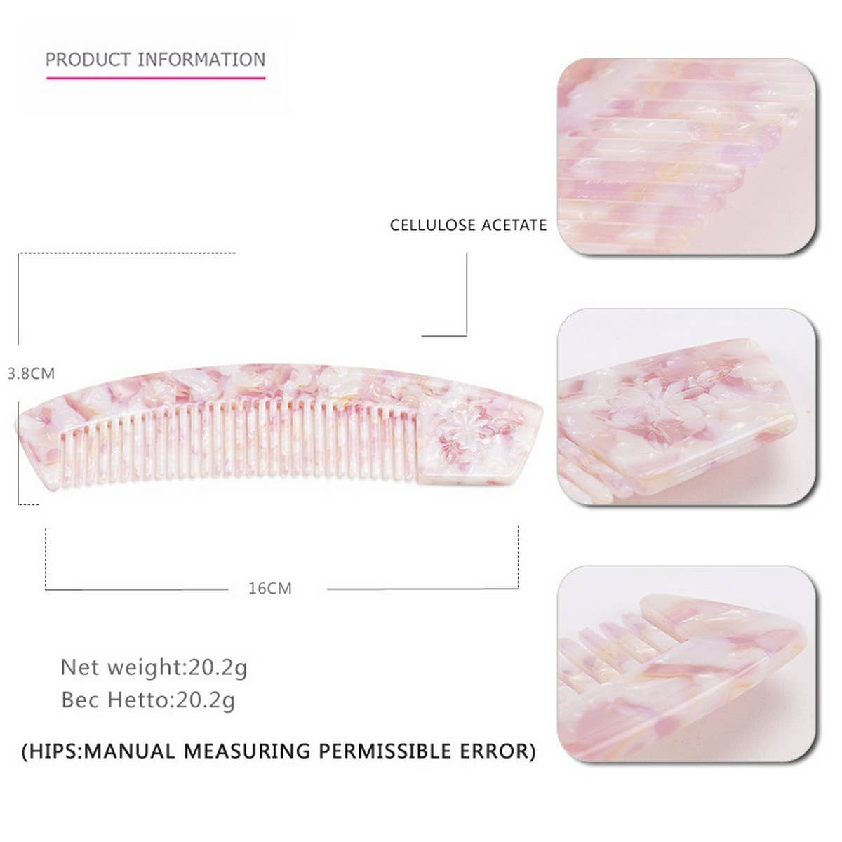 ACETATE HAIR COMB WITH CARVED FLOWERS_CWAHA4184