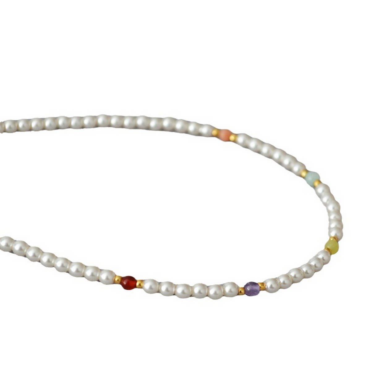 PEARL COLORED REAL STONE CRYSTAL BEADED NECKLACE_CWAJE2118